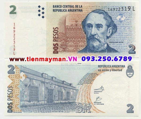 Tiền giấy Argentina 2 Pesos 2012 UNC