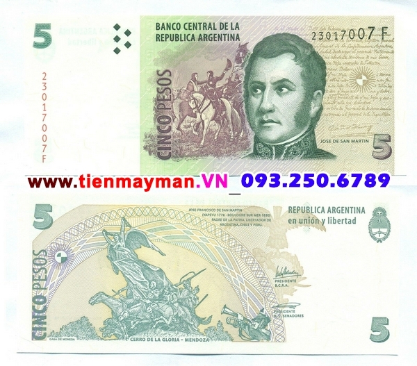Tiền giấy Argentina 5 Pesos 2010 UNC