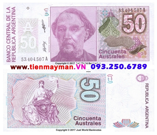 Tiền giấy Argentina 50 Australes 1990 UNC