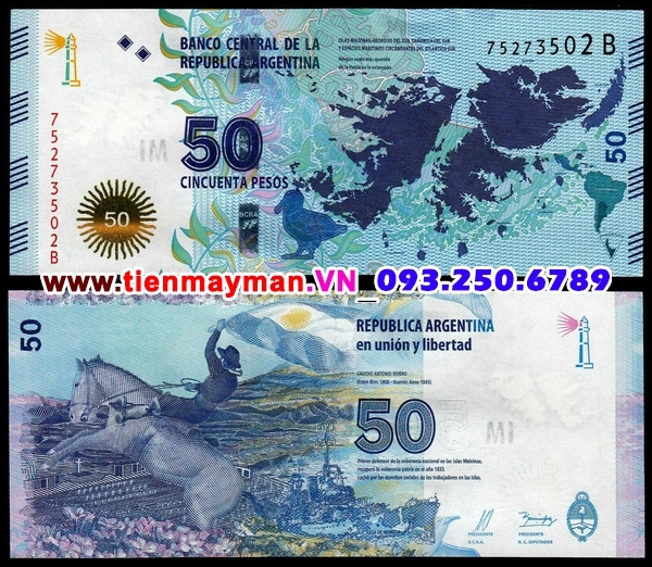 Tiền giấy Argentina 50 Pesos 2015 UNC