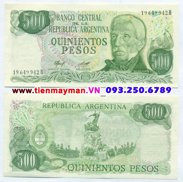 Tiền giấy Argentina 500 Pesos 1978 UNC