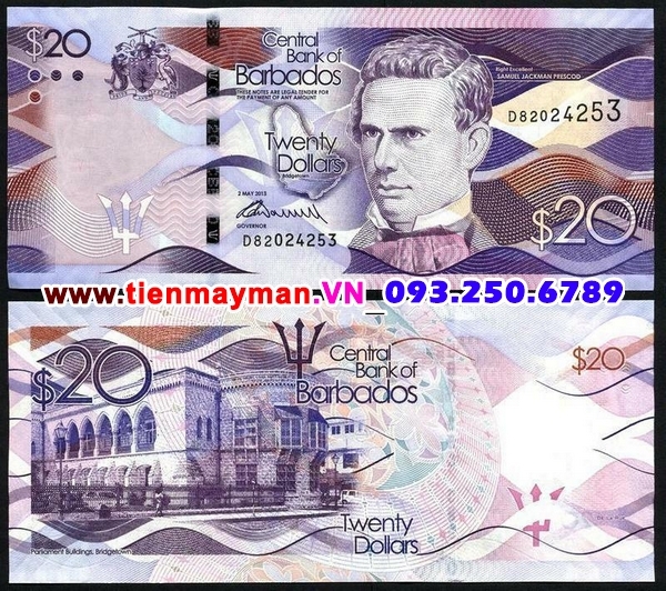 Tiền giấy Barbados 20 Dollar 2013 UNC