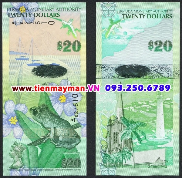 Tiền giấy Bermuda 20 Dollar 2013 UNC Hybrid