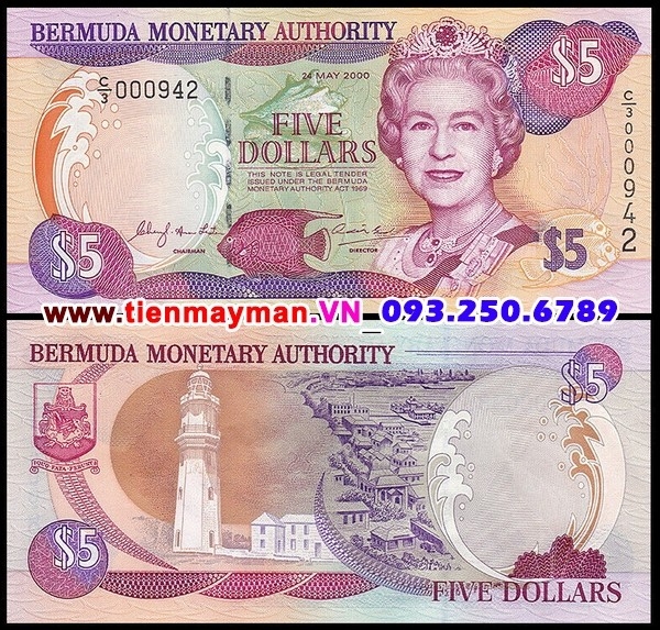 Tiền giấy Bermuda 5 Dollars 2000 UNC