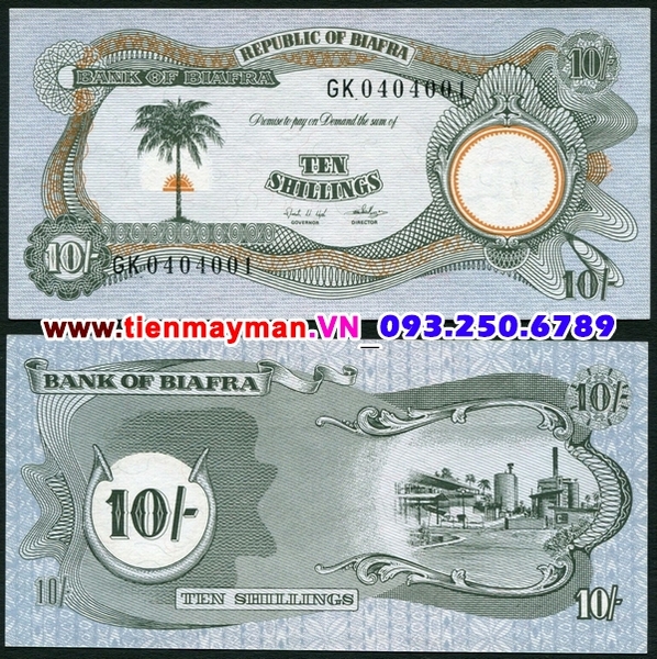 Tiền giấy Biafra 10 Shillings 1968 UNC