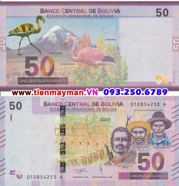 Tiền giấy Bolivia 50 Bolivianos 2018 UNC