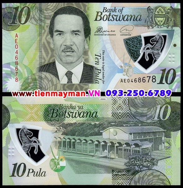 Tiền giấy Botswana 10 Pula 2018 UNC Polymer