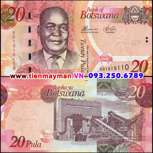 Tiền giấy Botswana 20 Pula 2012 UNC