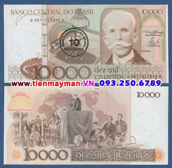 Tiền giấy Brazil 10 Cruzeiros 1987 UNC