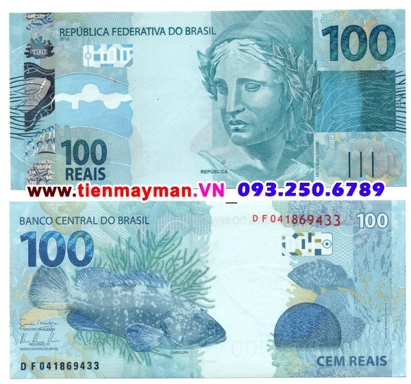 Tiền giấy Brazil 100 Reais 2010 UNC