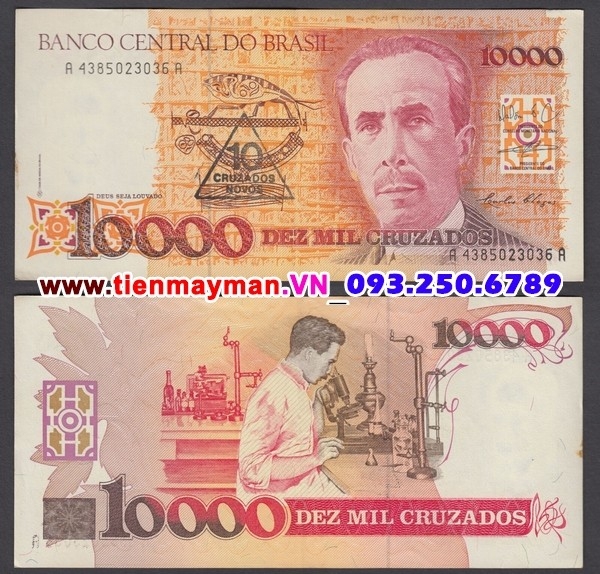 Tiền giấy Brazil 10000 Cruzeiros 1990 UNC