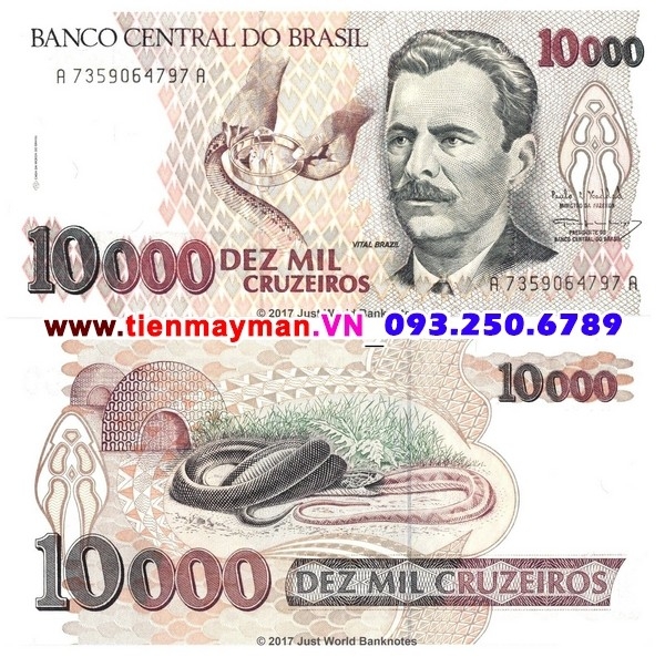 Tiền giấy Brazil 10000 Cruzeiros 1993 UNC