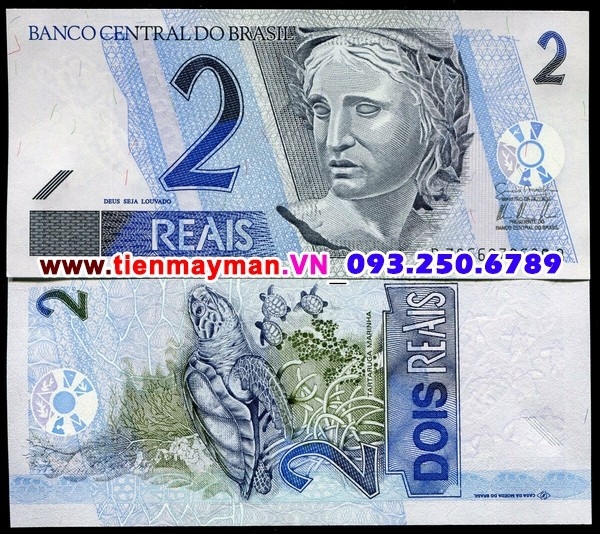 Tiền giấy Brazil 2 Reals 2003 UNC