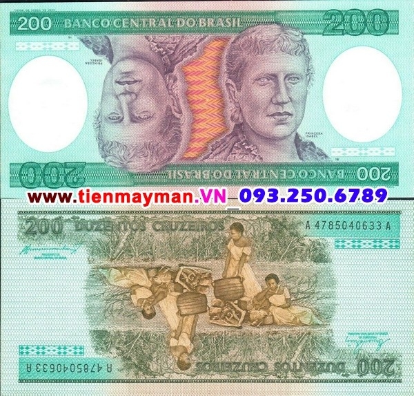 Tiền giấy Brazil 200 Cruzeiros 1981 UNC