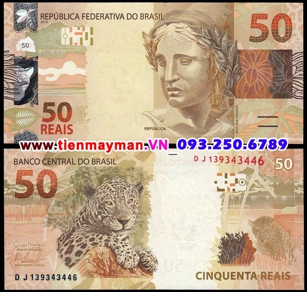 Tiền giấy Brazil 50 Reais 2010 UNC