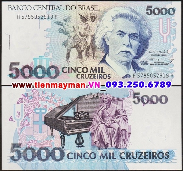 Tiền giấy Brazil 5000 Cruzeiros 1993 UNC