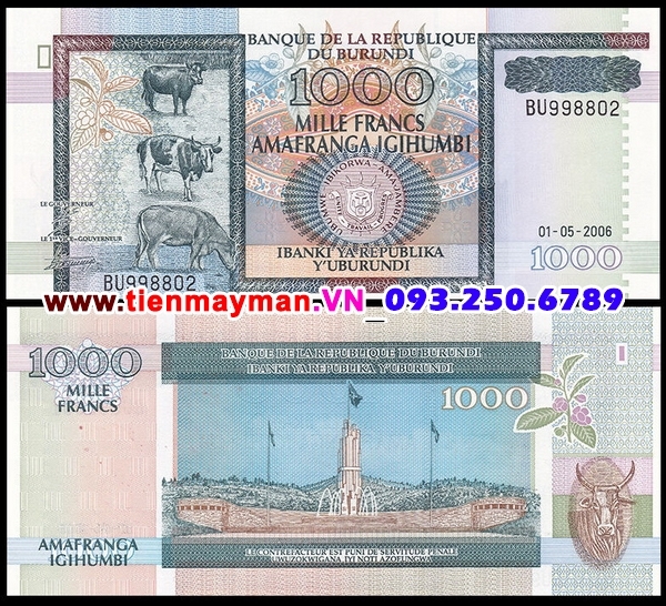 Tiền giấy Burundi 1000 Francs 2009 UNC
