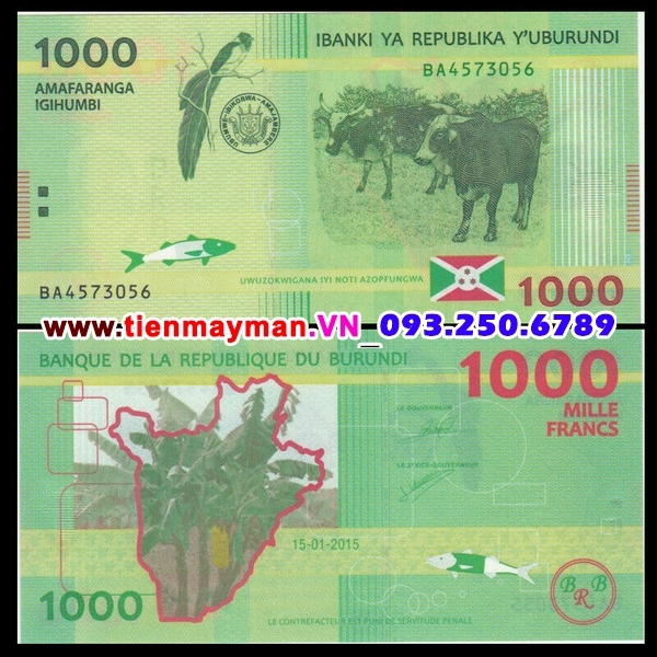 Tiền giấy Burundi 1000 Francs 2015 UNC