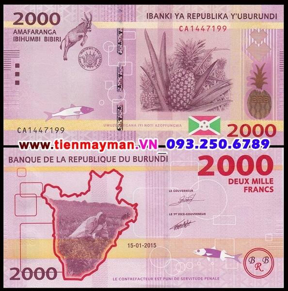Tiền giấy Burundi 2000 Francs 2015 UNC