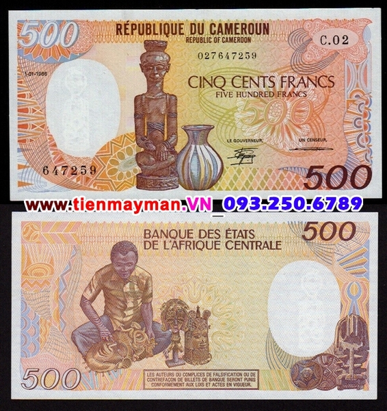 Tiền giấy Cameroon 500 Francs 1988 UNC