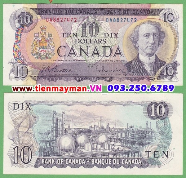 Tiền giấy Canada 10 dollar 1971 UNC