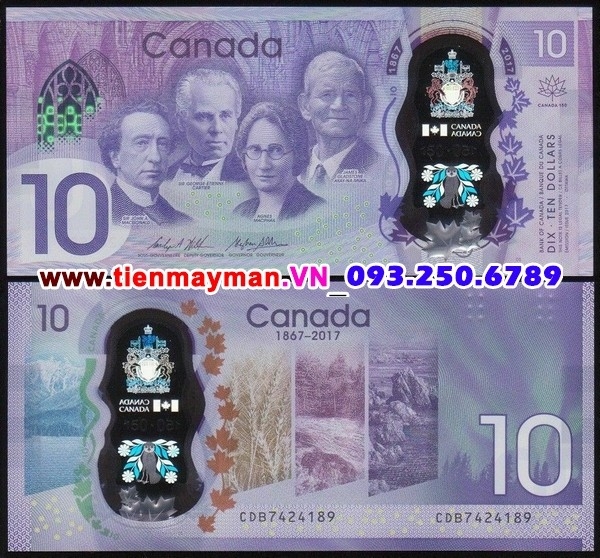 Tiền giấy Canada 10 dollar 2017 UNC polymer