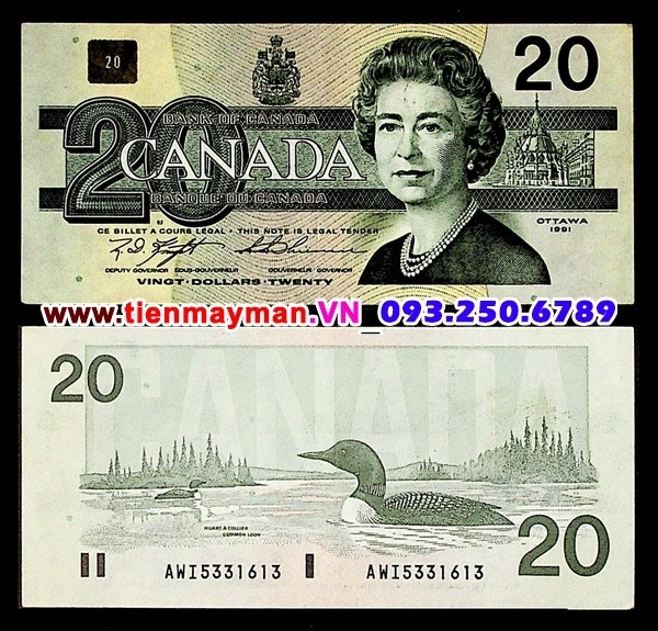 Tiền giấy Canada 20 dollar 1991 UNC