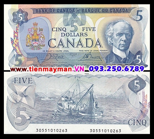 Tiền giấy Canada 5 dollar 1979 UNC