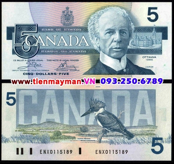 Tiền giấy Canada 5 dollar 1986 UNC