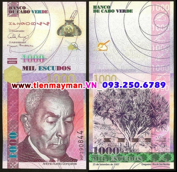 Tiền giấy Cape Verde 1000 Escudos 2007 UNC