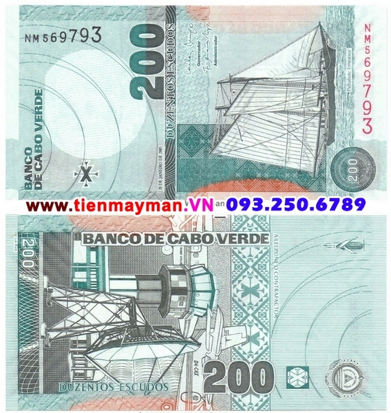 Tiền giấy Cape Verde 200 Escudos 2005 UNC