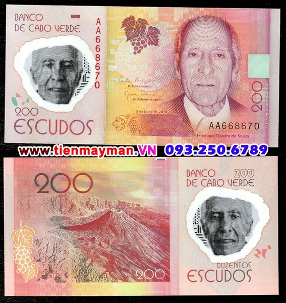 Tiền giấy Cape Verde 200 Escudos 2014 UNC polymer