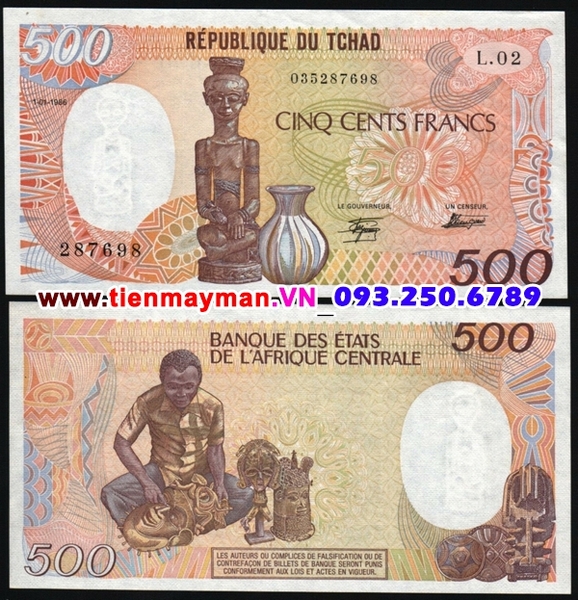 Tiền giấy Chad 500 Francs 1987 UNC