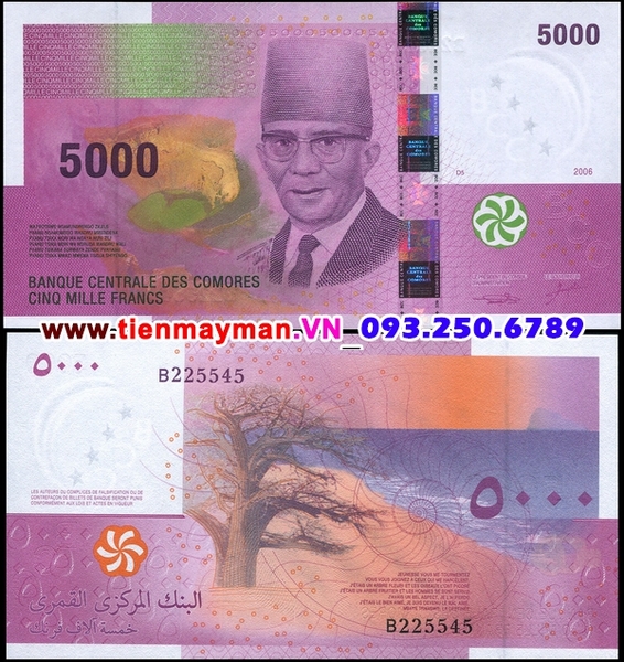 Tiền giấy Comoros 5000 Francs 2006 UNC
