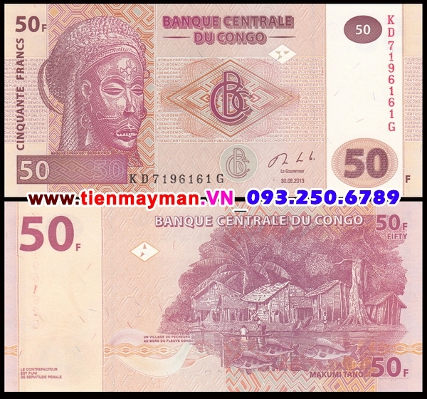 Tiền giấy Congo 50 Francs 2007 UNC