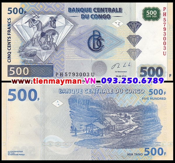 Tiền giấy Congo 500 Francs 2002 UNC