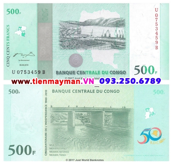 Tiền giấy Congo 500 Francs 2010 UNC