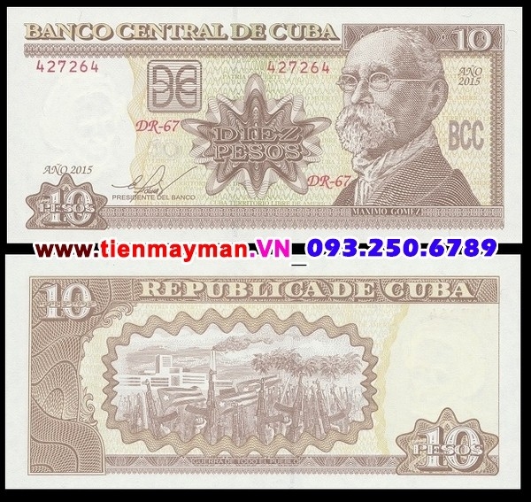 Tiền giấy Cuba 10 pesos 2004 UNC