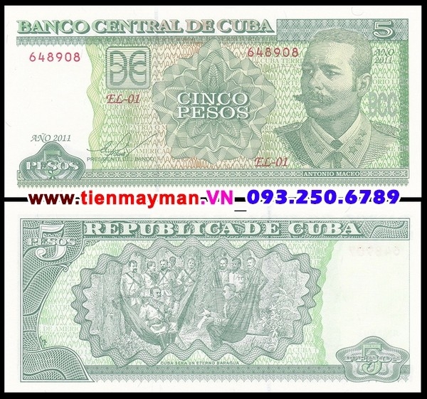 Tiền giấy Cuba 5 pesos 2005 UNC