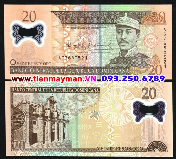 Tiền giấy Dominican Republic 20 Pesos 2009 UNC polymer