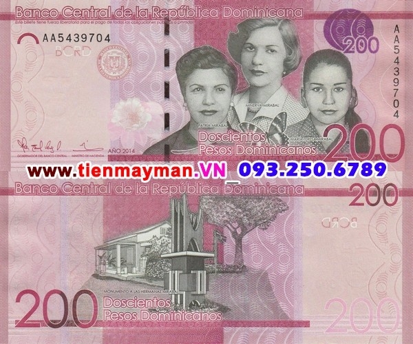 Tiền giấy Dominican Republic 200 Pesos 2015 UNC