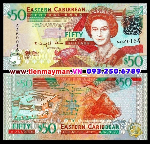 Tiền giấy East Caribbean 50 Dollar 2008 UNC