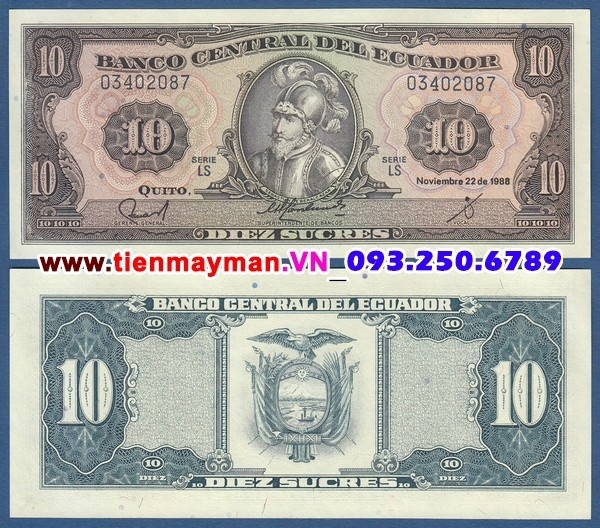 Tiền giấy Ecuador 10 Sucres 1988 UNC