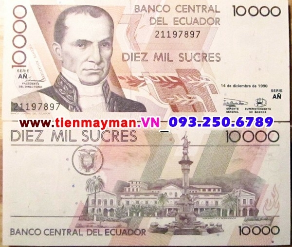 Tiền giấy Ecuador 10000 Sucres 1998 UNC