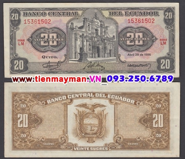 Tiền giấy Ecuador 20 Sucres 1986 UNC