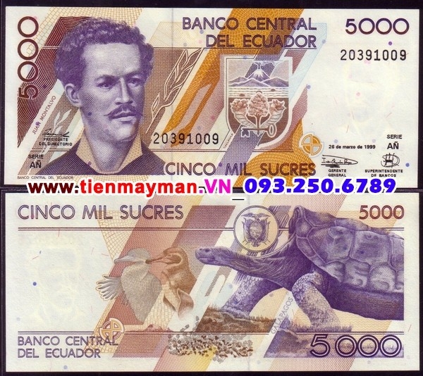 Tiền giấy Ecuador 5000 Sucres 1999 UNC