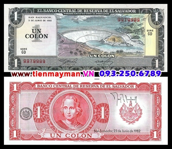 Tiền giấy El Salvador 1 colones 1982 UNC