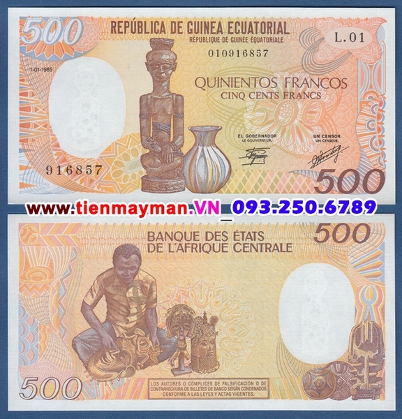 Tiền giấy Guinea xích đạo 500 Francs 1985 UNC