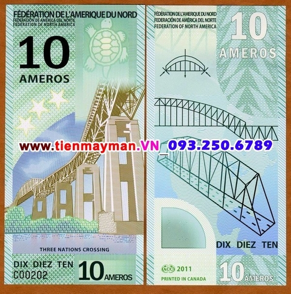 Tiền giấy Federation of North America 10 Ameros 2011 UNC polymer