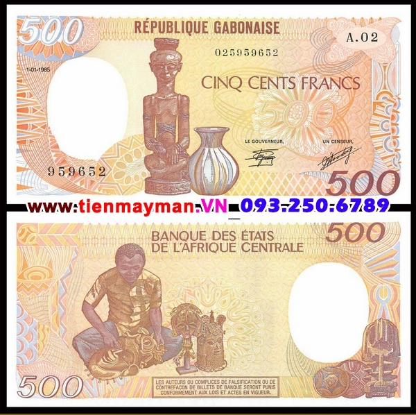 Tiền giấy Gabon 500 Francs 1985 UNC